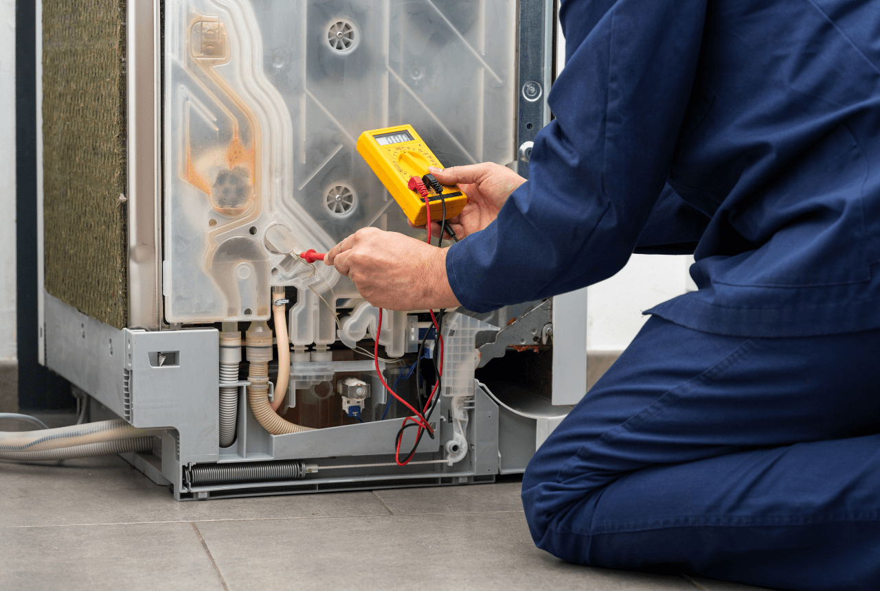 Dishwasher electrical repair showing control panel diagnostics for dishwasher not starting in Dubai
